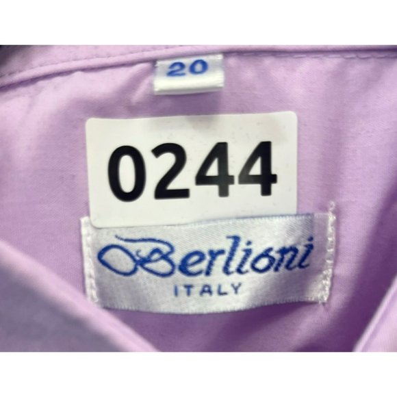 BERLIONI, MEN DRESS SHIRT, long sleeve, COLOR PURPLE, PINK, SIZE 20 - Picture 7 of 11